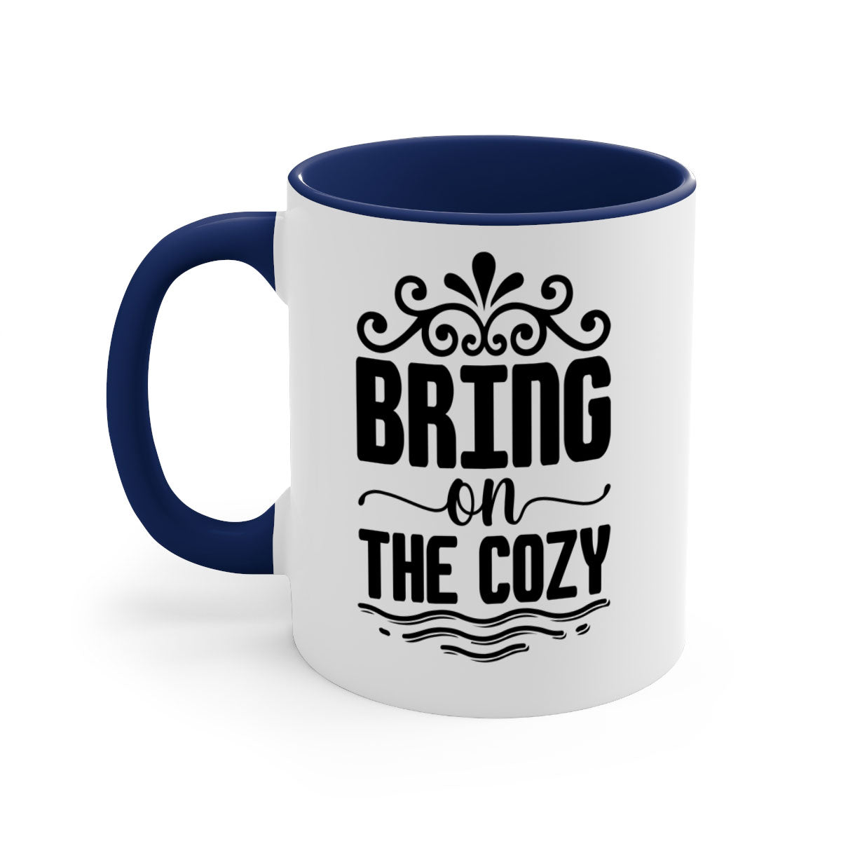 Bring on the Cozy 27# winter mug featuring a glossy finish, colored handle, and interior, available in five vibrant colors.