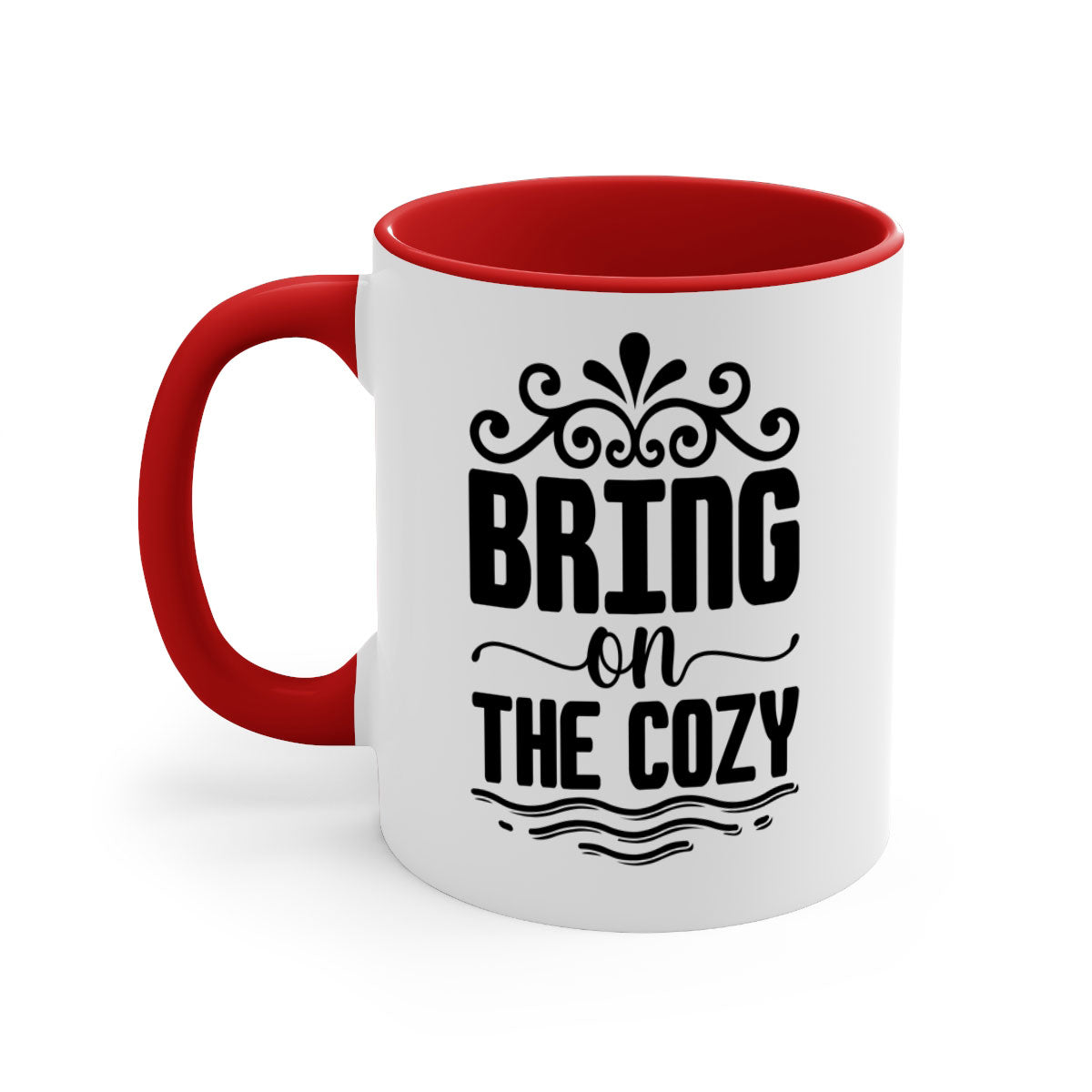 Bring on the Cozy 27# winter mug featuring a glossy finish, colored handle, and interior, available in five vibrant colors.
