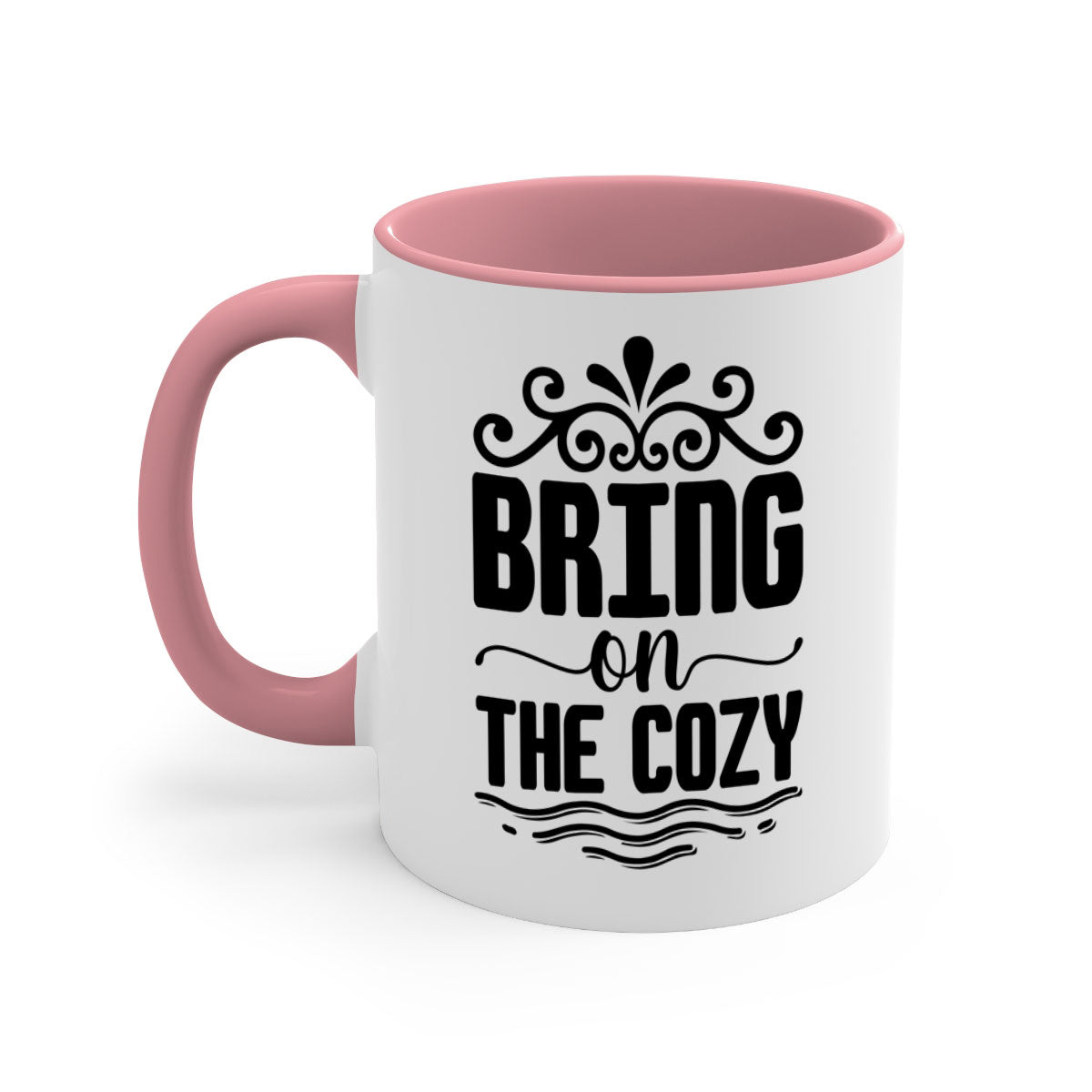 Bring on the Cozy 27# winter mug featuring a glossy finish, colored handle, and interior, available in five vibrant colors.