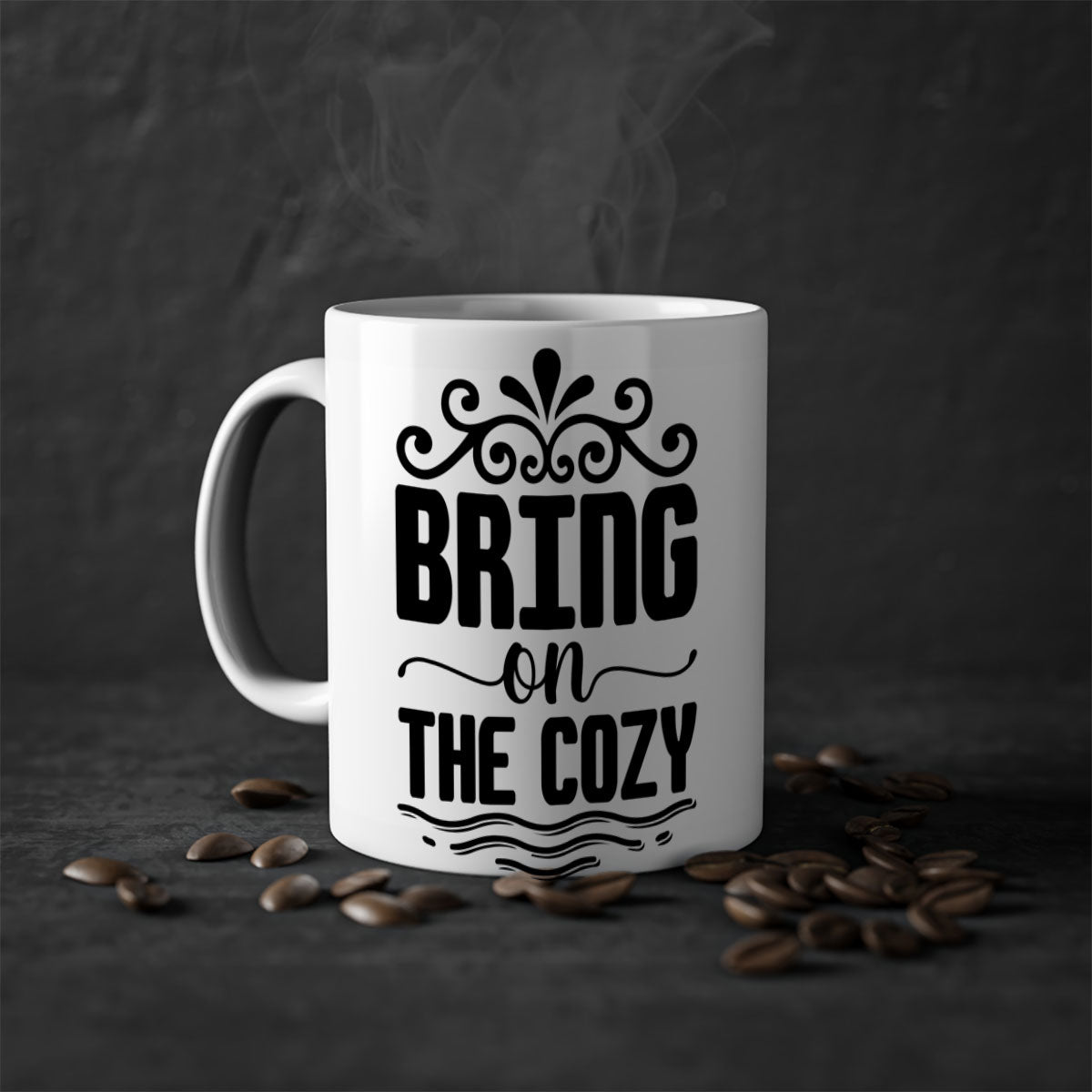 Bring on the Cozy 27# winter mug featuring a glossy finish, colored handle, and interior, available in five vibrant colors.