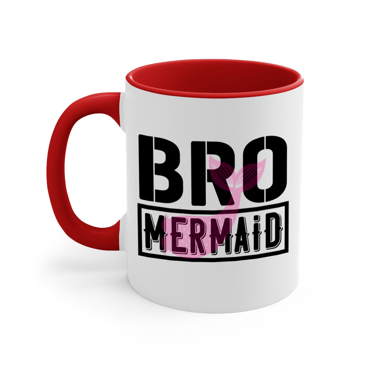 Bro Mermaid 85# Mug featuring a glossy finish with a colored handle and interior, available in five vibrant colors.