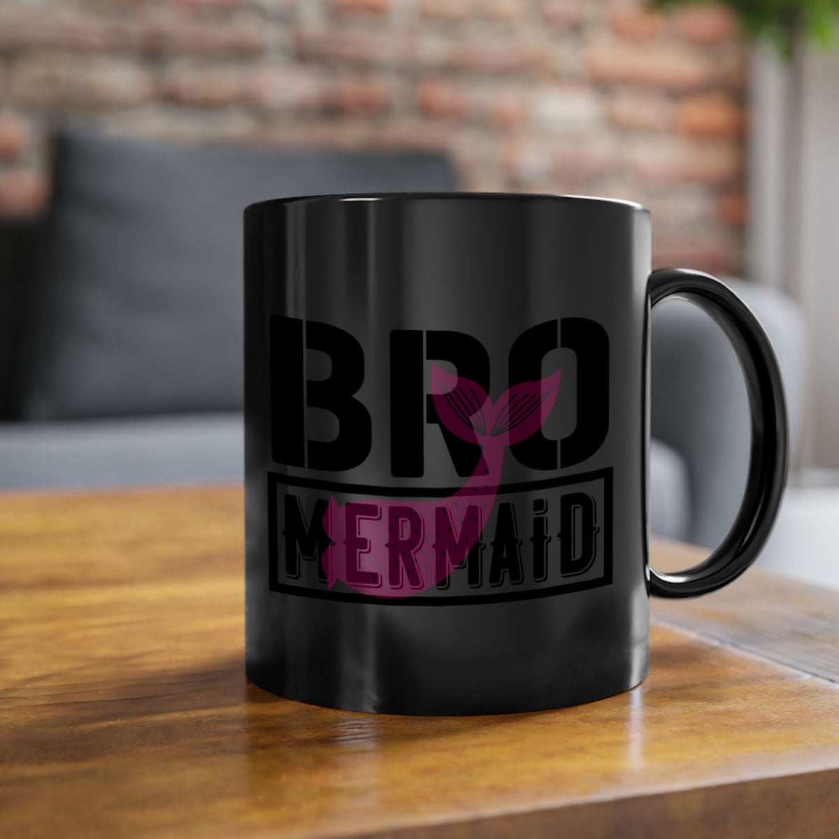Bro Mermaid 85# Mug featuring a glossy finish with a colored handle and interior, available in five vibrant colors.