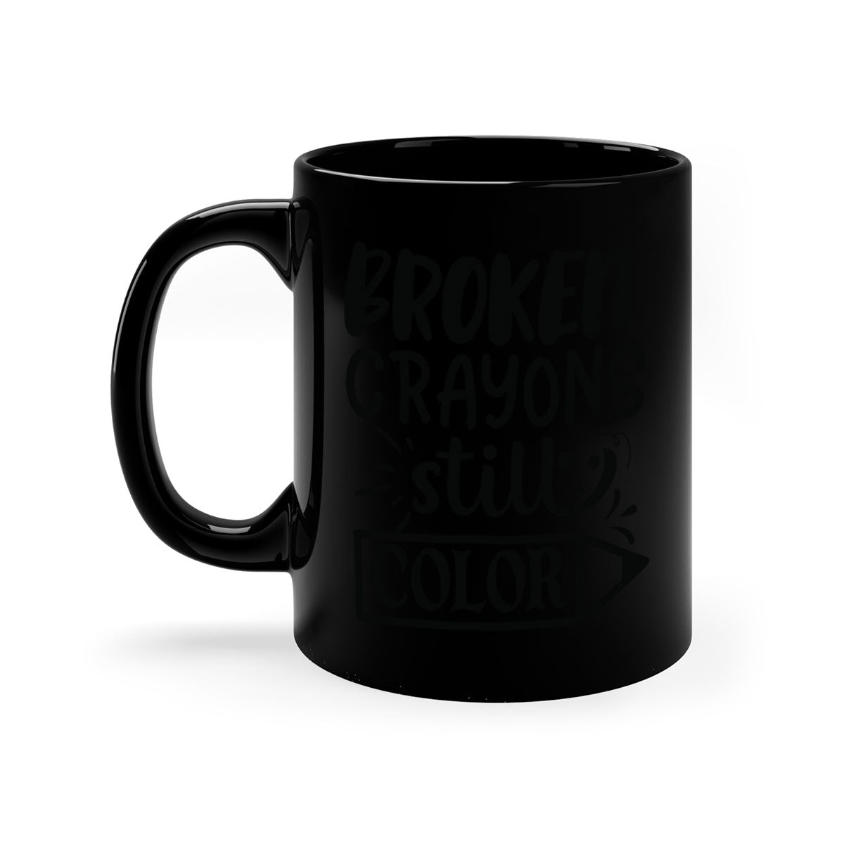Broken Crayons Still Color Mug with colorful handle and glossy finish, available in multiple colors and sizes.