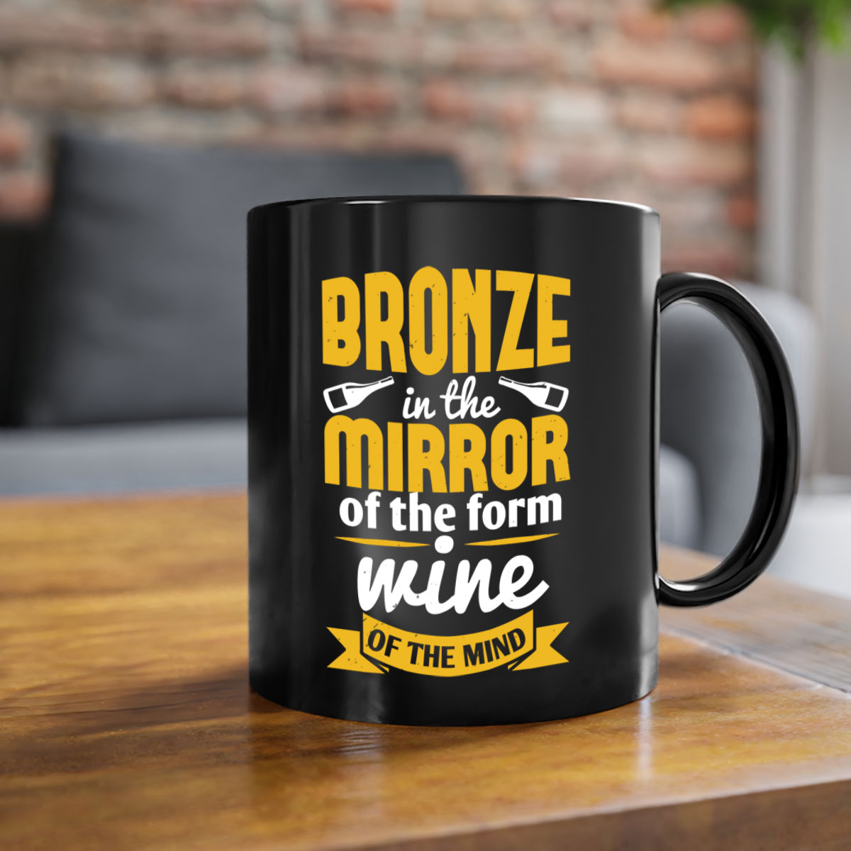 Bronze in the mirror of the form wine of the mind 99# Mug with a glossy finish and colored handle, available in multiple colors.