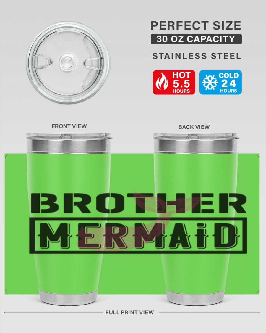 Brother Mermaid 86# 20oz tumbler featuring double wall vacuum insulation and a stylish design, perfect for hot and cold beverages.