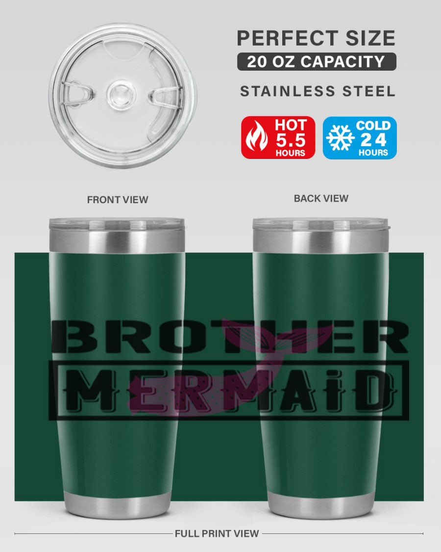 Brother Mermaid 86# 20oz tumbler featuring double wall vacuum insulation and a stylish design, perfect for hot and cold beverages.