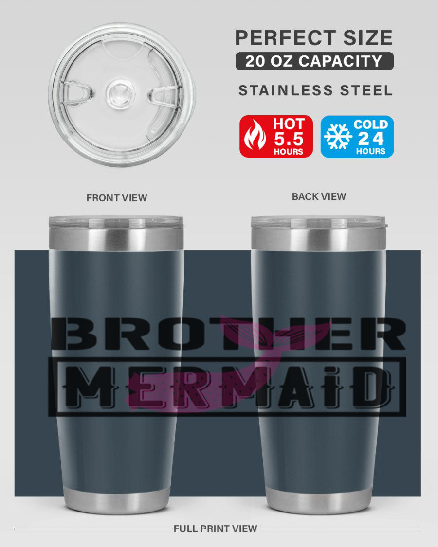 Brother Mermaid 86# 20oz tumbler featuring double wall vacuum insulation and a stylish design, perfect for hot and cold beverages.