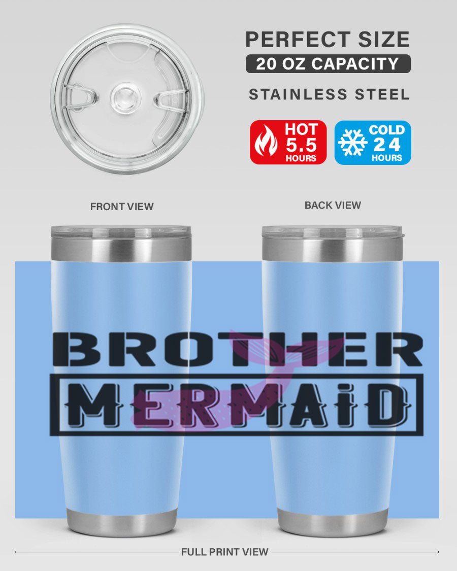 Brother Mermaid 86# 20oz tumbler featuring double wall vacuum insulation and a stylish design, perfect for hot and cold beverages.