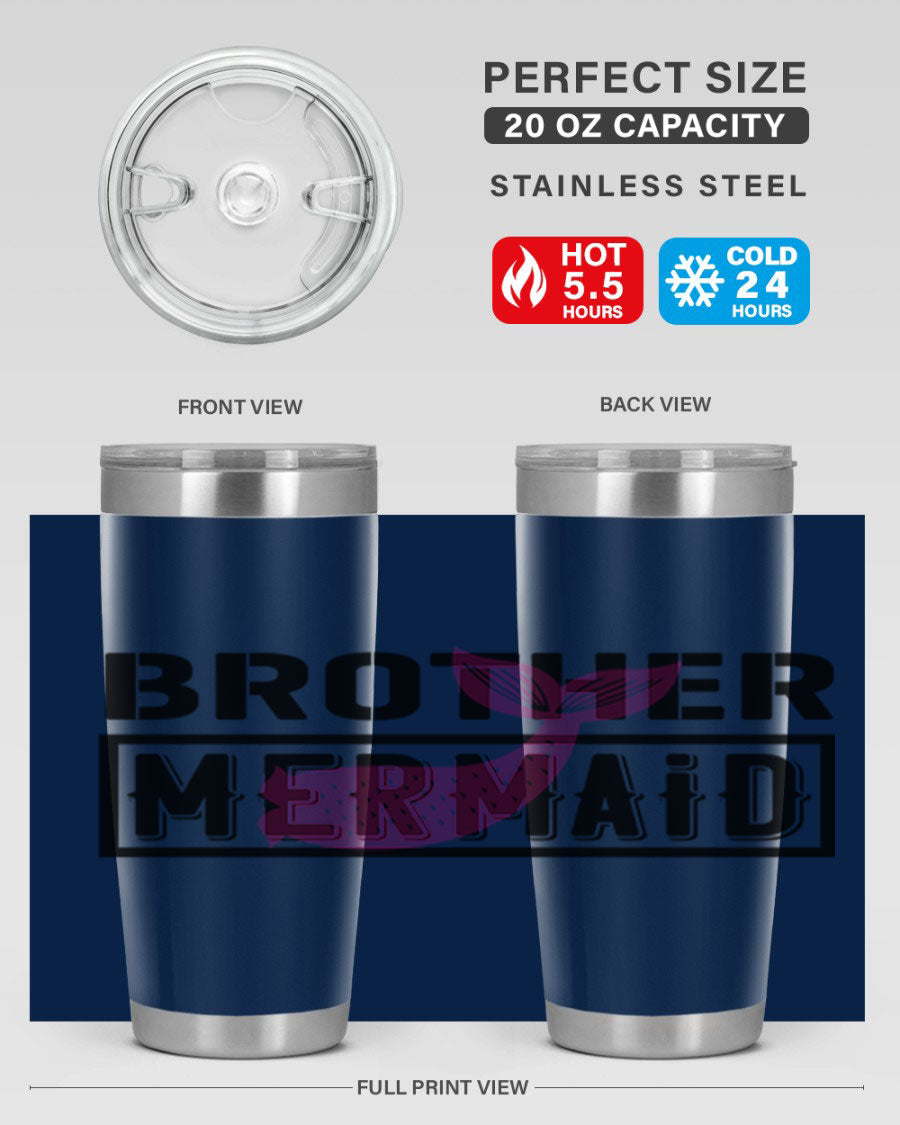 Brother Mermaid 86# 20oz tumbler featuring double wall vacuum insulation and a stylish design, perfect for hot and cold beverages.