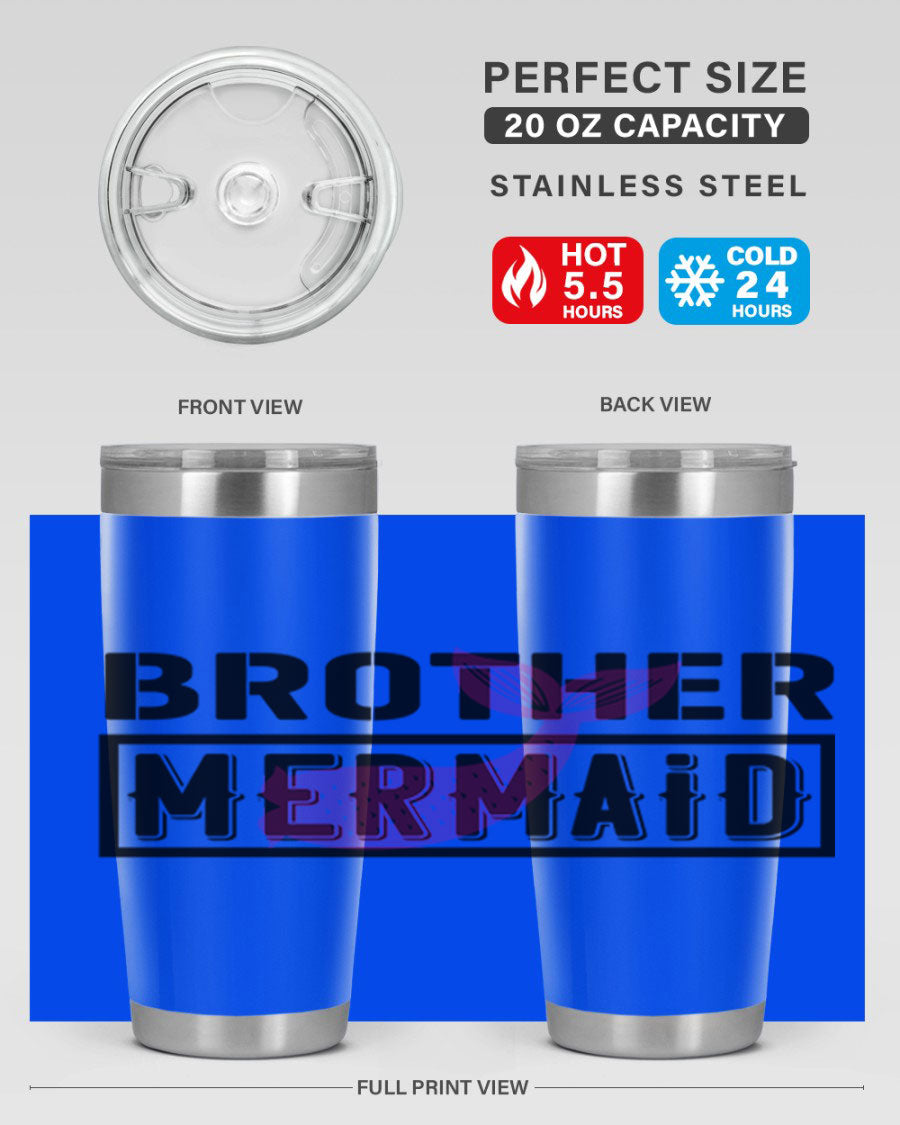 Brother Mermaid 86# 20oz tumbler featuring double wall vacuum insulation and a stylish design, perfect for hot and cold beverages.
