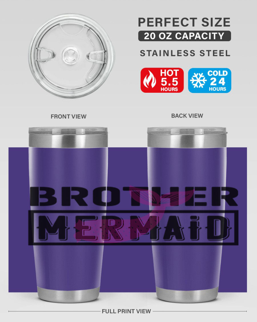 Brother Mermaid 86# 20oz tumbler featuring double wall vacuum insulation and a stylish design, perfect for hot and cold beverages.