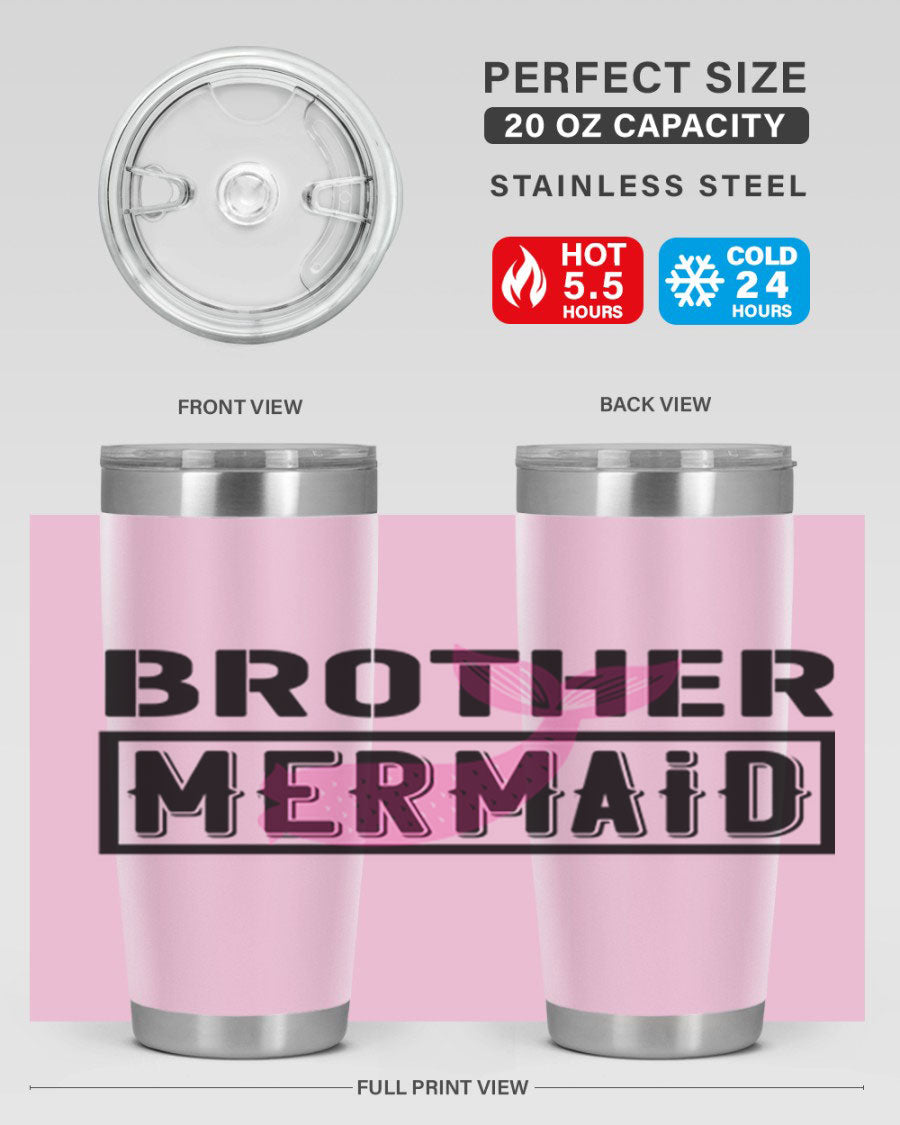 Brother Mermaid 86# 20oz tumbler featuring double wall vacuum insulation and a stylish design, perfect for hot and cold beverages.