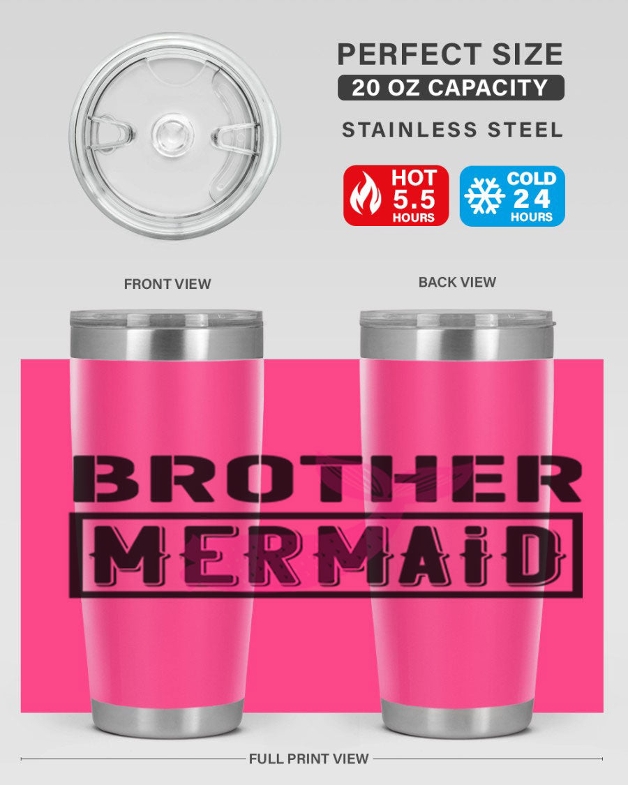 Brother Mermaid 86# 20oz tumbler featuring double wall vacuum insulation and a stylish design, perfect for hot and cold beverages.