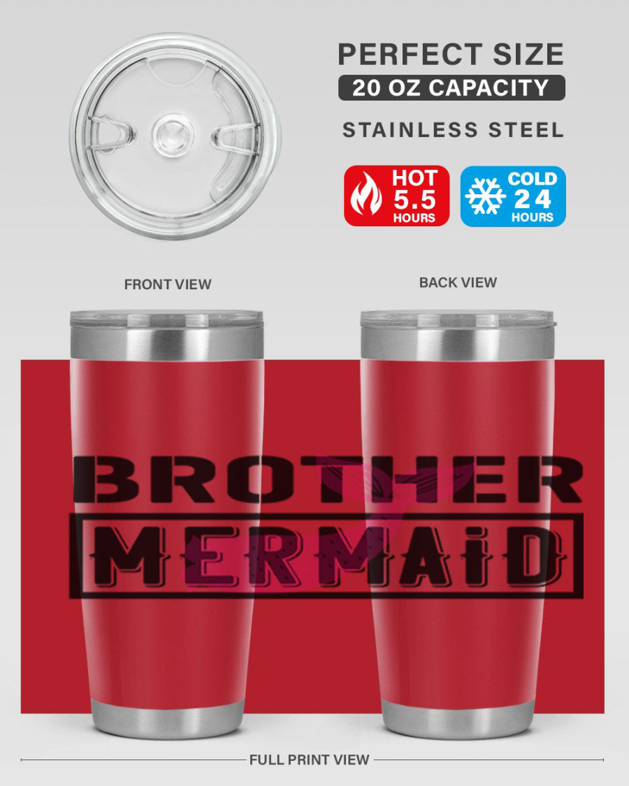 Brother Mermaid 86# 20oz tumbler featuring double wall vacuum insulation and a stylish design, perfect for hot and cold beverages.