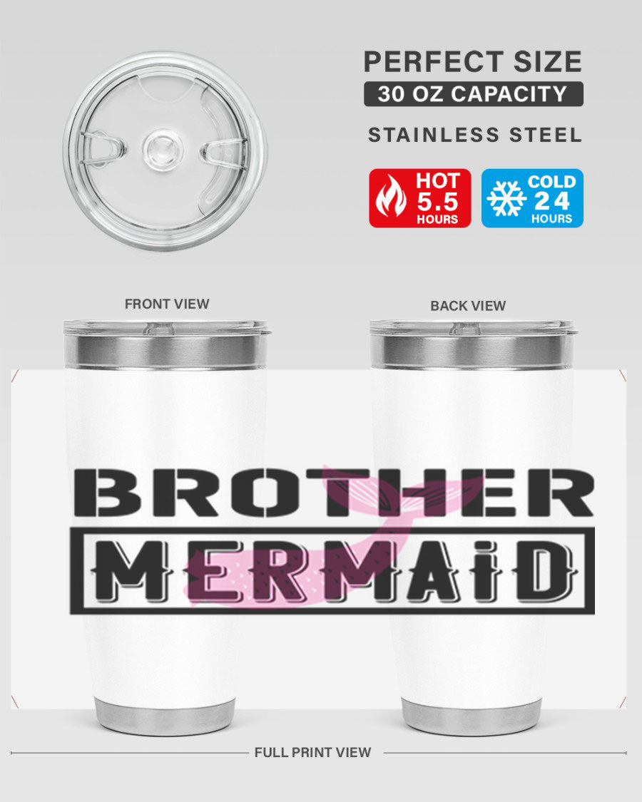 Brother Mermaid 86# 20oz tumbler featuring double wall vacuum insulation and a stylish design, perfect for hot and cold beverages.
