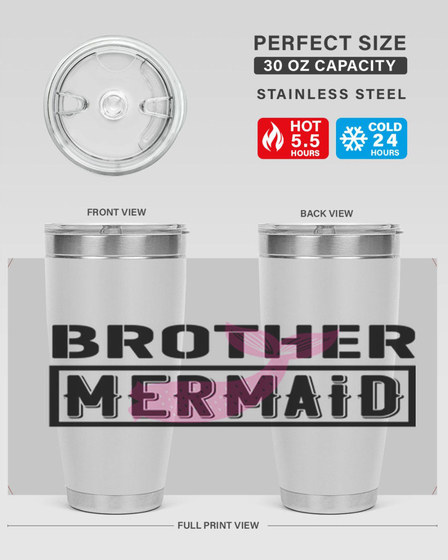Brother Mermaid 86# 20oz tumbler featuring double wall vacuum insulation and a stylish design, perfect for hot and cold beverages.