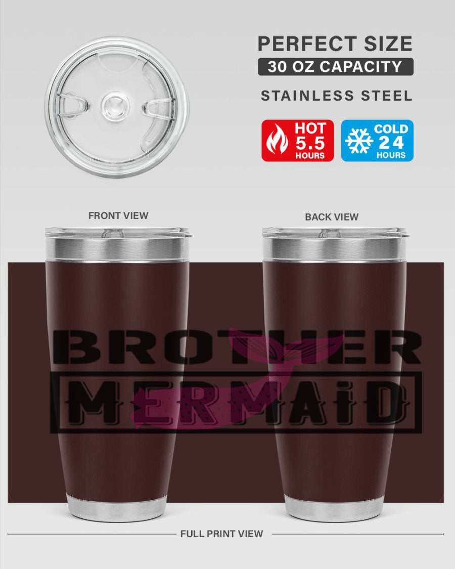 Brother Mermaid 86# 20oz tumbler featuring double wall vacuum insulation and a stylish design, perfect for hot and cold beverages.