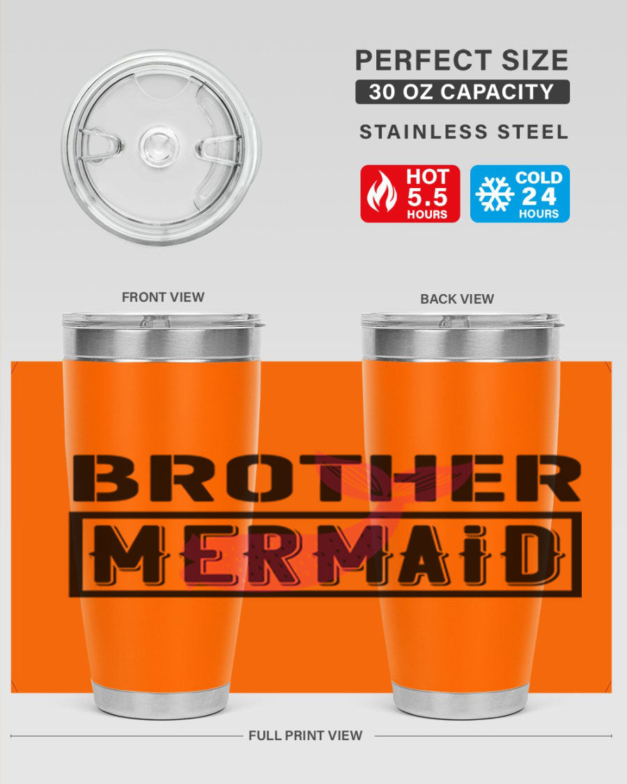 Brother Mermaid 86# 20oz tumbler featuring double wall vacuum insulation and a stylish design, perfect for hot and cold beverages.