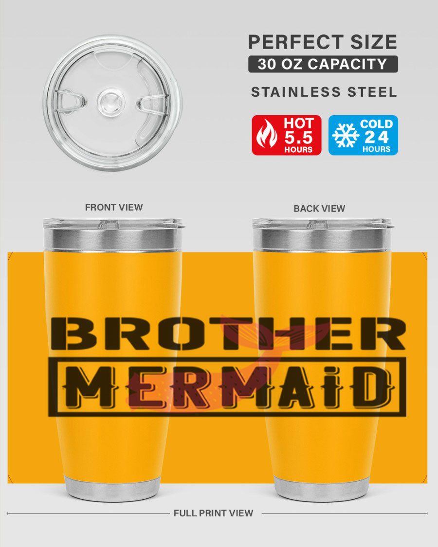 Brother Mermaid 86# 20oz tumbler featuring double wall vacuum insulation and a stylish design, perfect for hot and cold beverages.