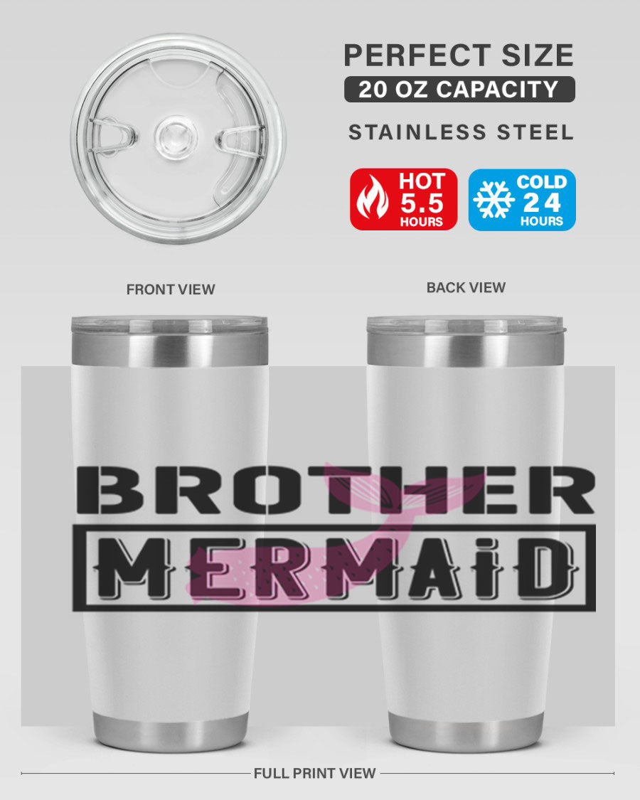 Brother Mermaid 86# 20oz tumbler featuring double wall vacuum insulation and a stylish design, perfect for hot and cold beverages.