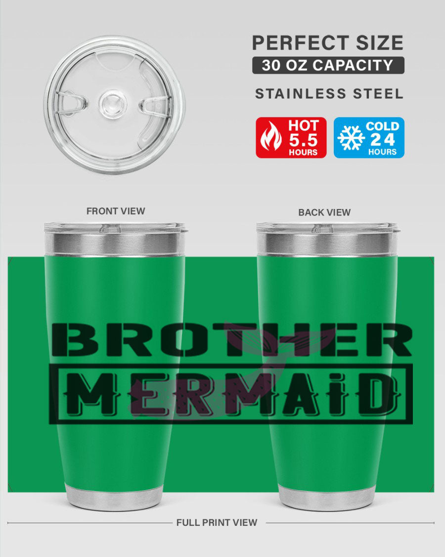Brother Mermaid 86# 20oz tumbler featuring double wall vacuum insulation and a stylish design, perfect for hot and cold beverages.