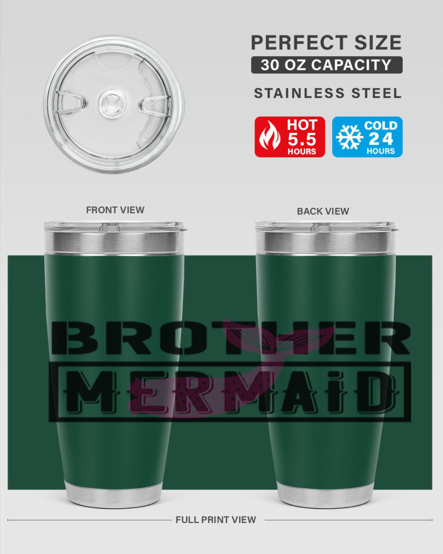 Brother Mermaid 86# 20oz tumbler featuring double wall vacuum insulation and a stylish design, perfect for hot and cold beverages.