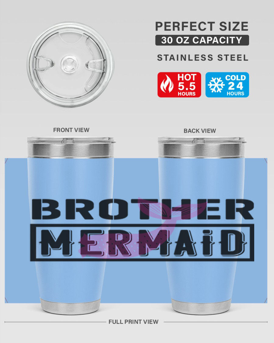 Brother Mermaid 86# 20oz tumbler featuring double wall vacuum insulation and a stylish design, perfect for hot and cold beverages.