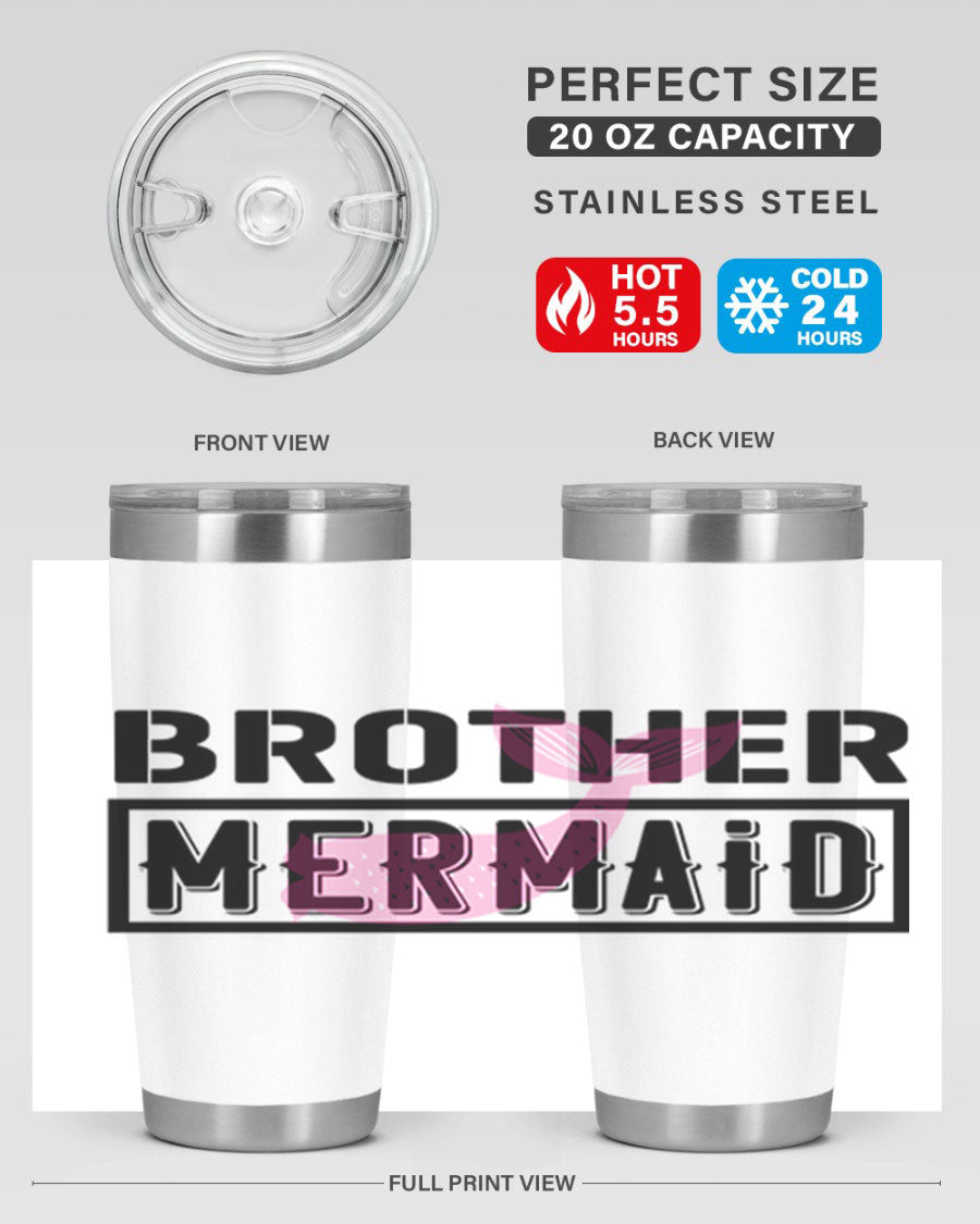 Brother Mermaid 86# 20oz tumbler featuring double wall vacuum insulation and a stylish design, perfect for hot and cold beverages.