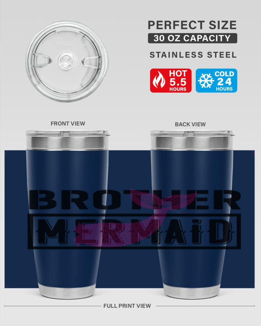 Brother Mermaid 86# 20oz tumbler featuring double wall vacuum insulation and a stylish design, perfect for hot and cold beverages.