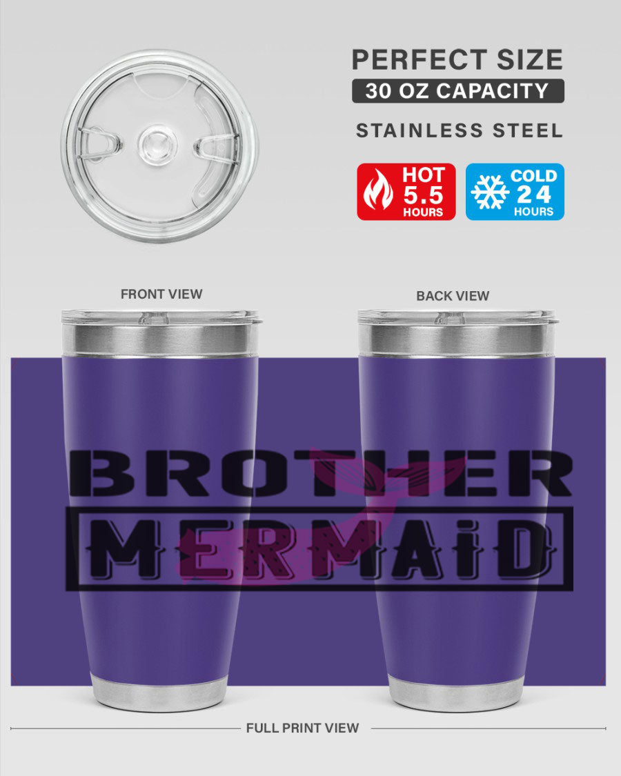 Brother Mermaid 86# 20oz tumbler featuring double wall vacuum insulation and a stylish design, perfect for hot and cold beverages.