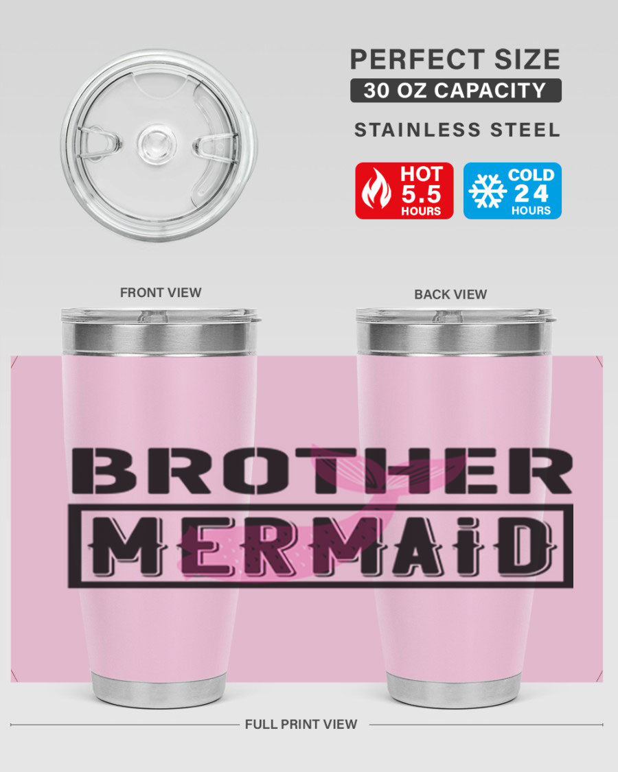 Brother Mermaid 86# 20oz tumbler featuring double wall vacuum insulation and a stylish design, perfect for hot and cold beverages.
