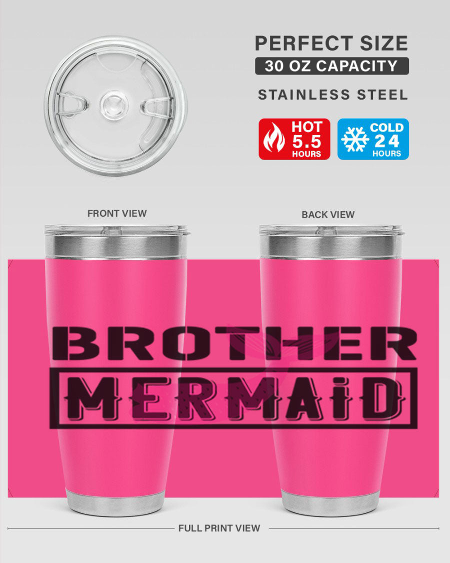 Brother Mermaid 86# 20oz tumbler featuring double wall vacuum insulation and a stylish design, perfect for hot and cold beverages.
