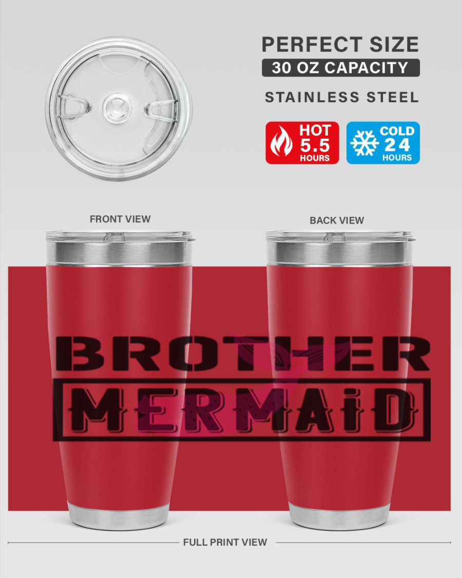 Brother Mermaid 86# 20oz tumbler featuring double wall vacuum insulation and a stylish design, perfect for hot and cold beverages.