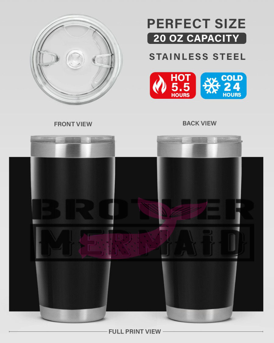 Brother Mermaid 86# 20oz tumbler featuring double wall vacuum insulation and a stylish design, perfect for hot and cold beverages.