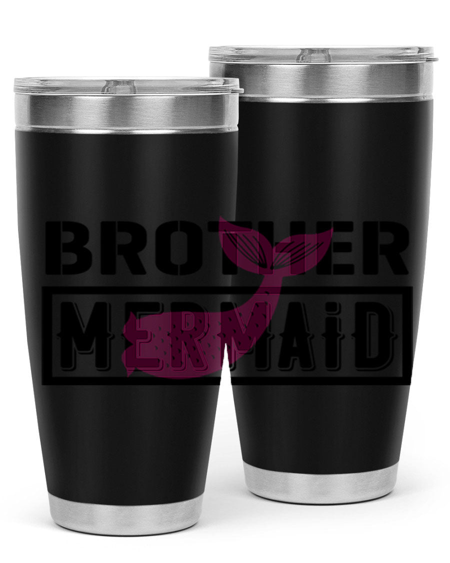 Brother Mermaid 86# 20oz tumbler featuring double wall vacuum insulation and a stylish design, perfect for hot and cold beverages.