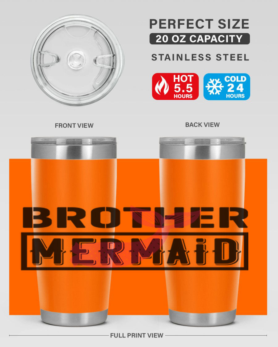 Brother Mermaid 86# 20oz tumbler featuring double wall vacuum insulation and a stylish design, perfect for hot and cold beverages.