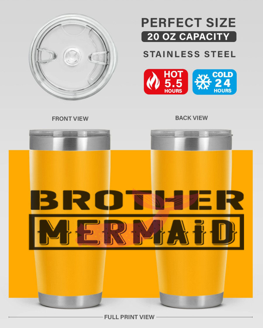 Brother Mermaid 86# 20oz tumbler featuring double wall vacuum insulation and a stylish design, perfect for hot and cold beverages.