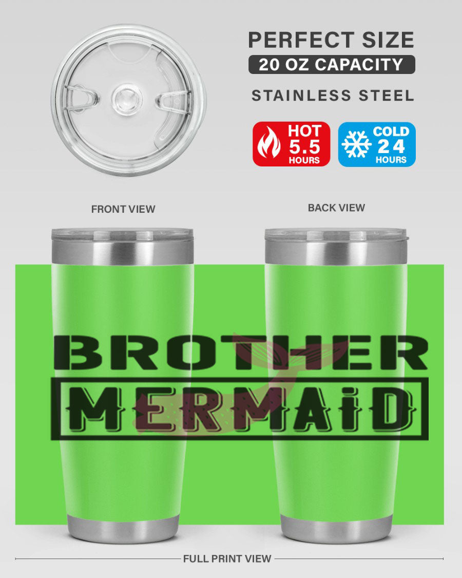 Brother Mermaid 86# 20oz tumbler featuring double wall vacuum insulation and a stylish design, perfect for hot and cold beverages.