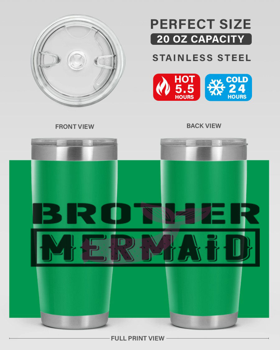 Brother Mermaid 86# 20oz tumbler featuring double wall vacuum insulation and a stylish design, perfect for hot and cold beverages.