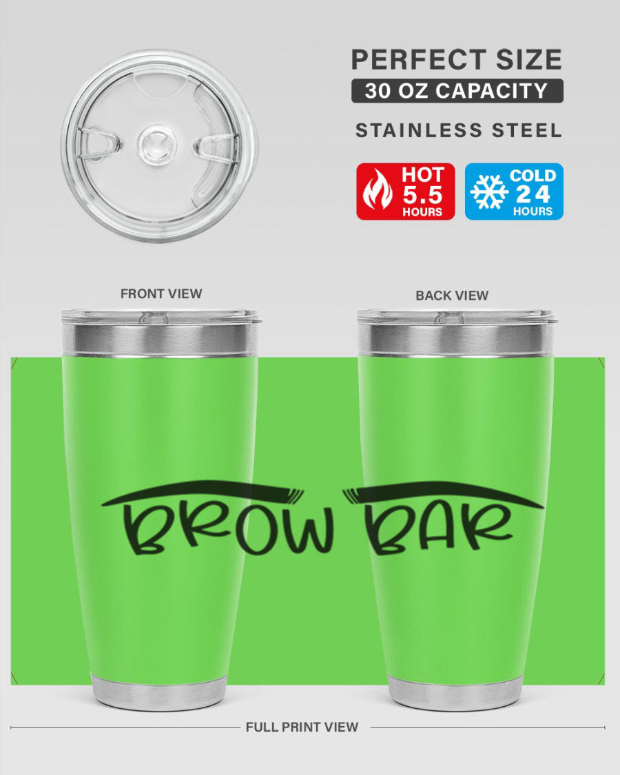 Brown Bar Style 124# 20oz Tumbler made of stainless steel with a copper lining, featuring a drink-thru lid.