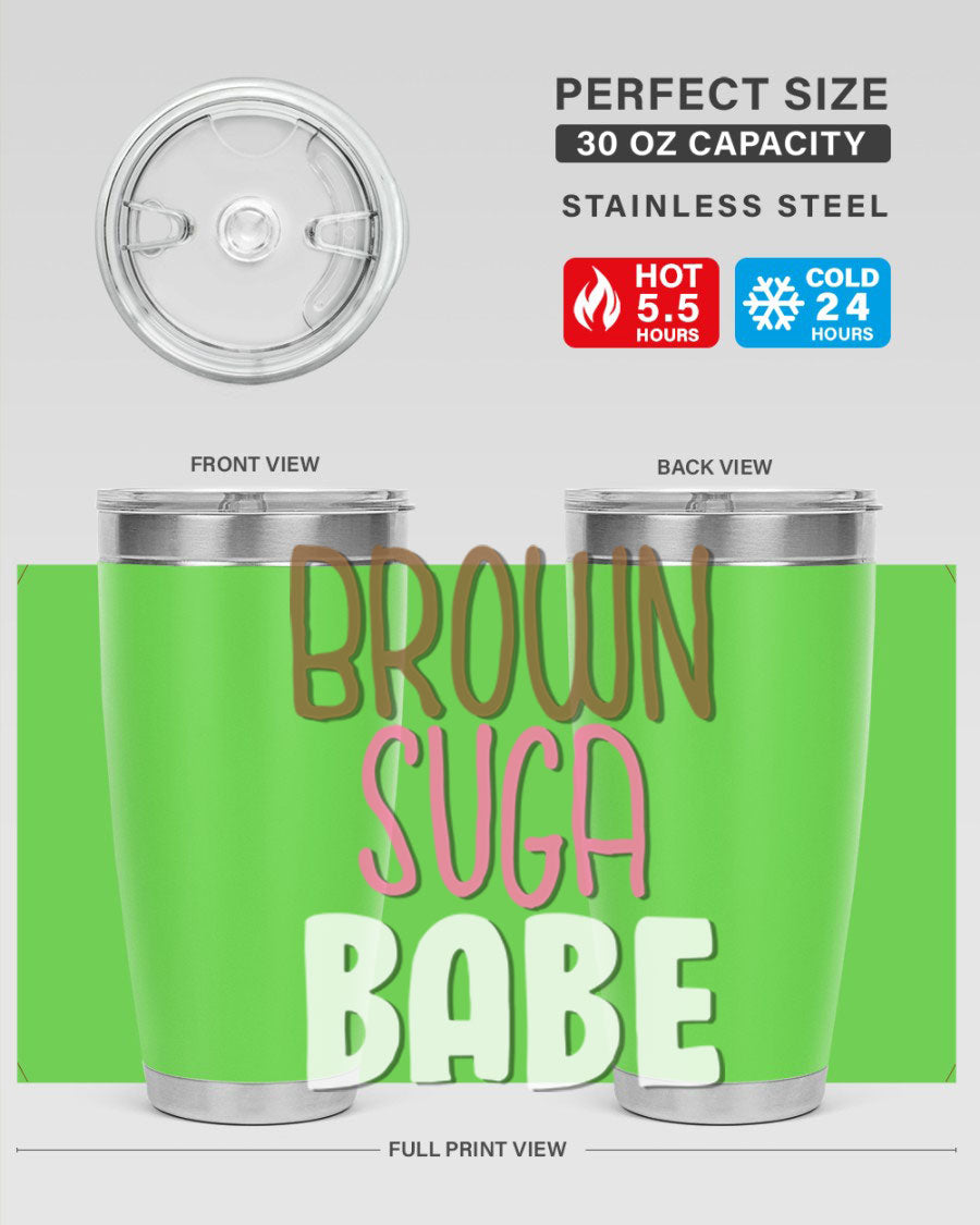 Brown Suga Babe Cotton Tank featuring bold black words and phrases, perfect for casual wear.