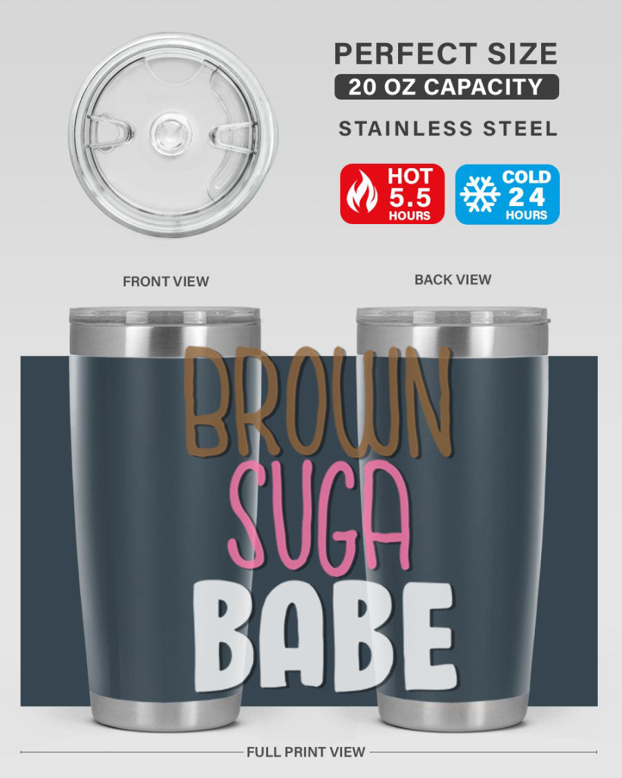 Brown Suga Babe Cotton Tank featuring bold black words and phrases, perfect for casual wear.