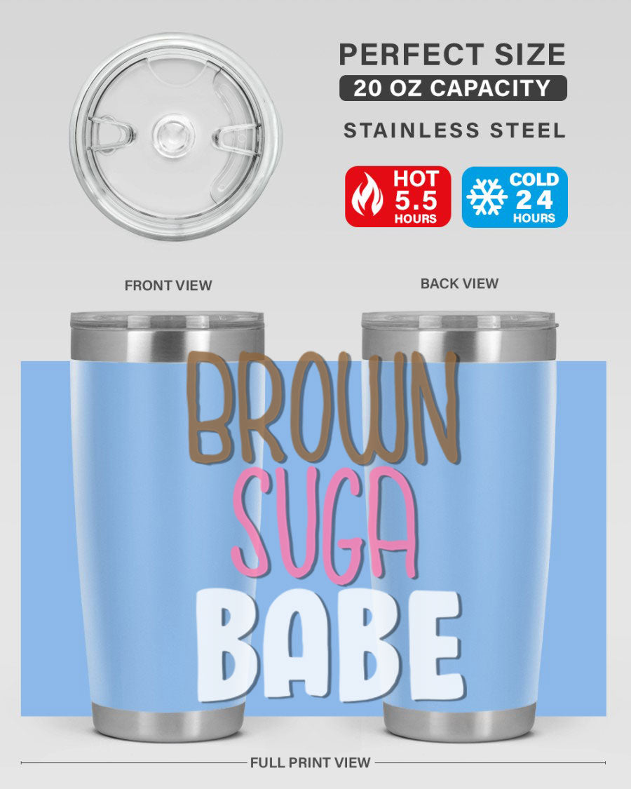 Brown Suga Babe Cotton Tank featuring bold black words and phrases, perfect for casual wear.