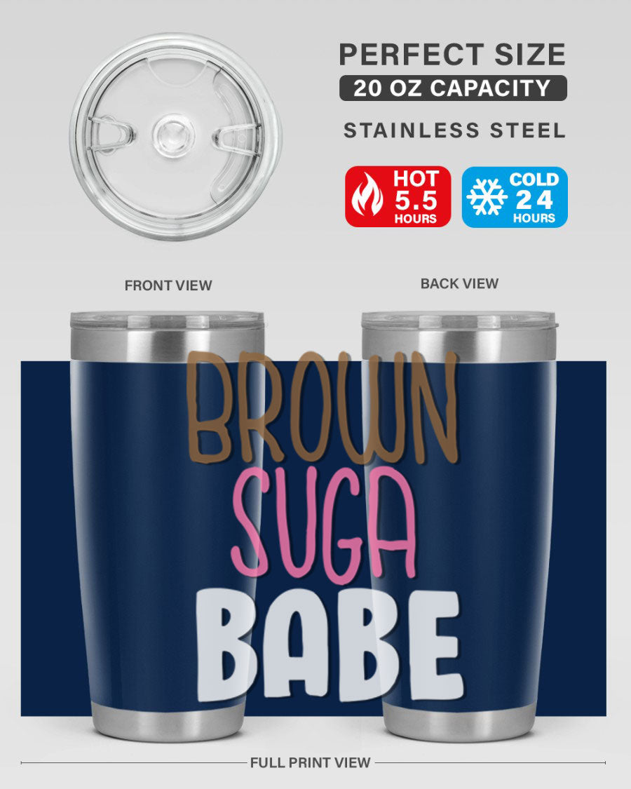 Brown Suga Babe Cotton Tank featuring bold black words and phrases, perfect for casual wear.