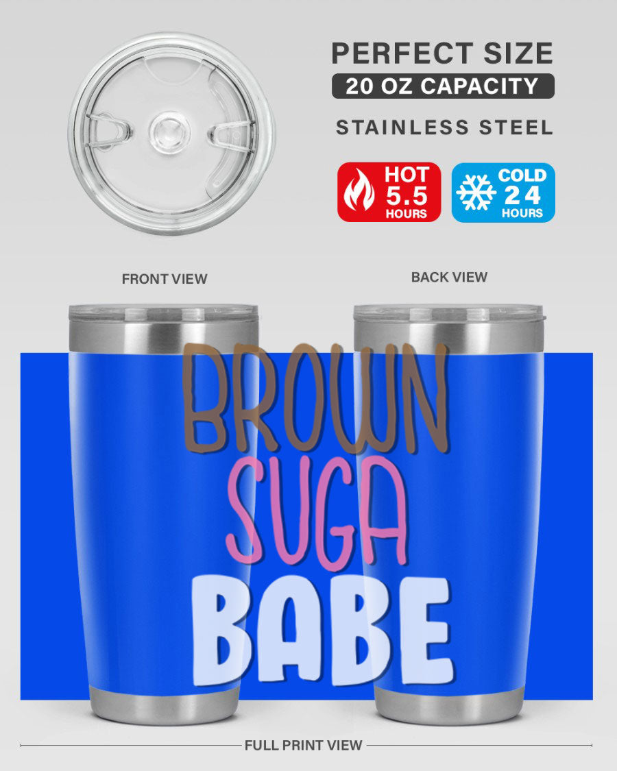 Brown Suga Babe Cotton Tank featuring bold black words and phrases, perfect for casual wear.