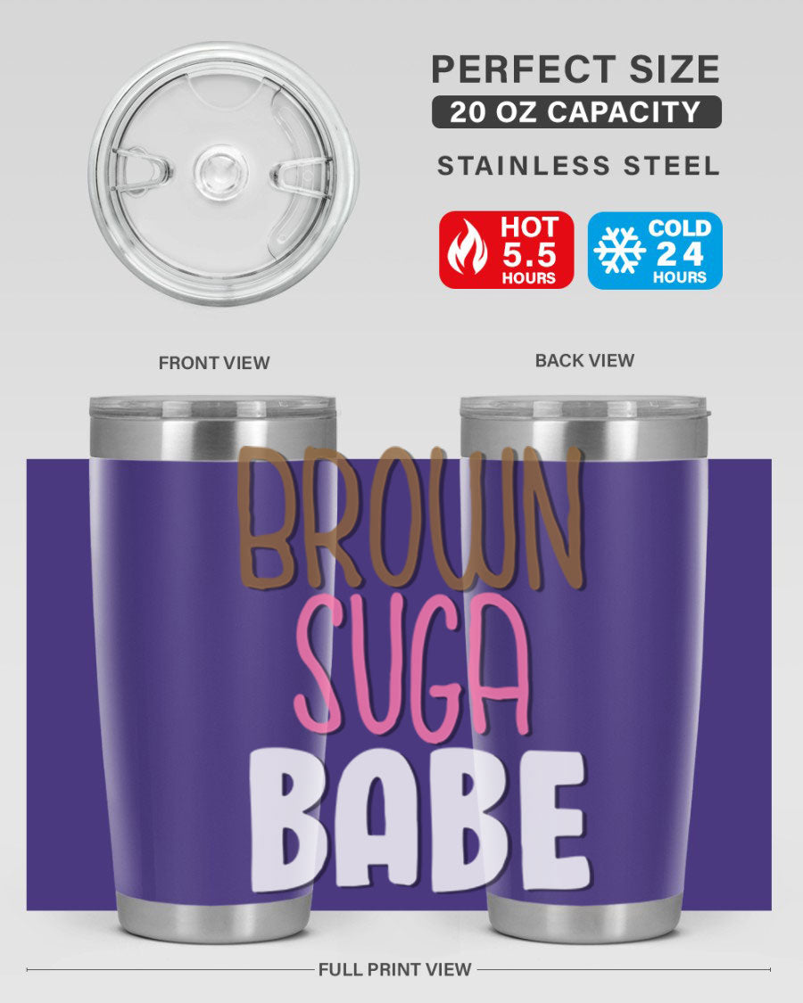 Brown Suga Babe Cotton Tank featuring bold black words and phrases, perfect for casual wear.