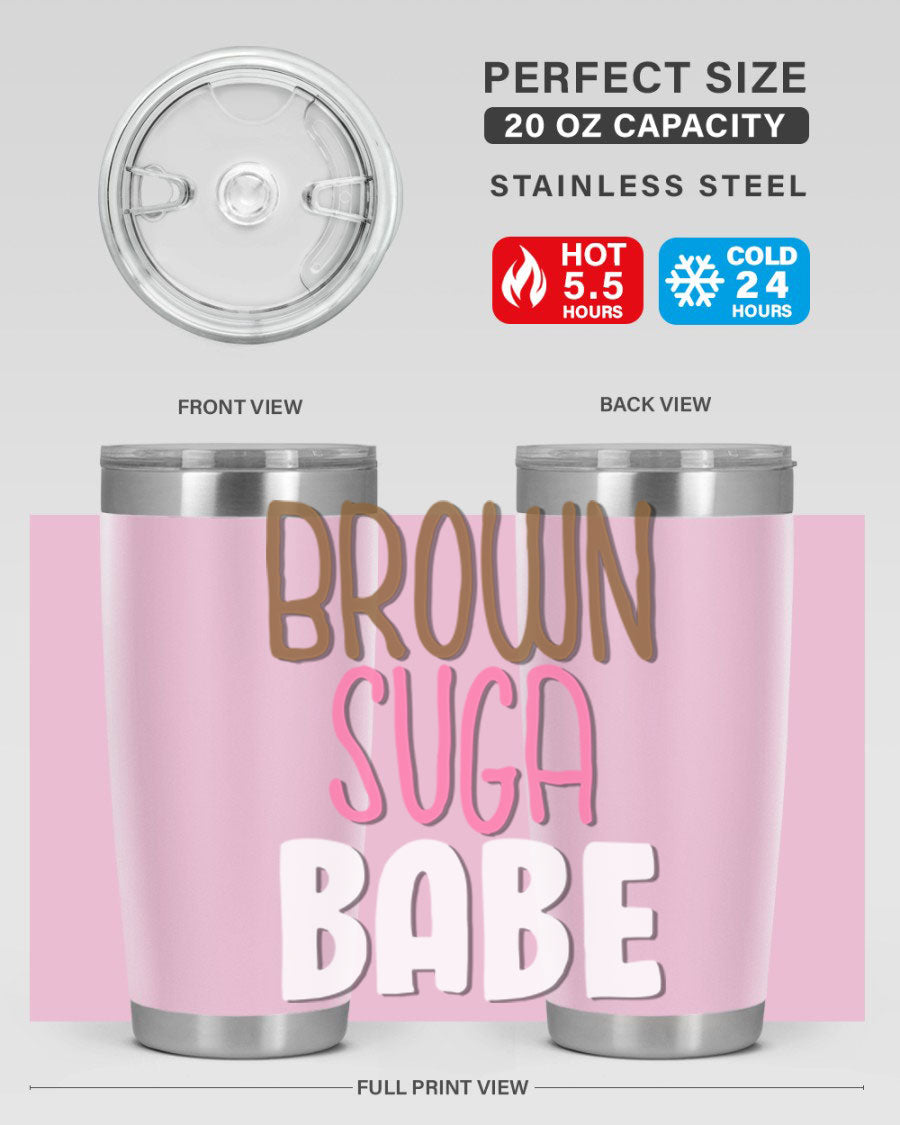 Brown Suga Babe Cotton Tank featuring bold black words and phrases, perfect for casual wear.