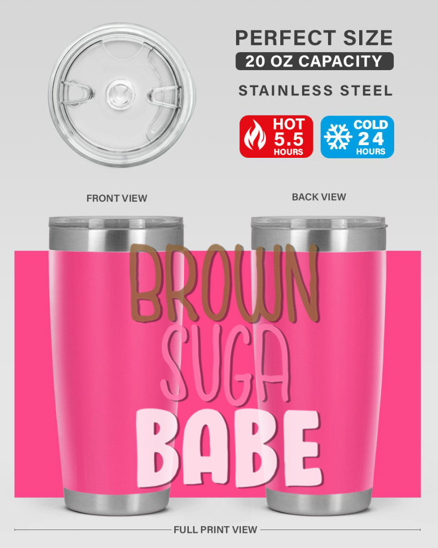 Brown Suga Babe Cotton Tank featuring bold black words and phrases, perfect for casual wear.