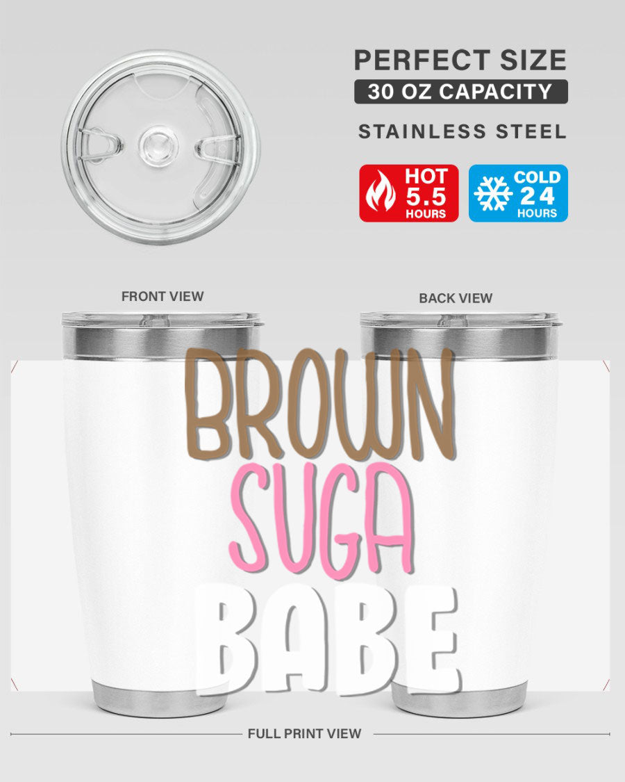 Brown Suga Babe Cotton Tank featuring bold black words and phrases, perfect for casual wear.