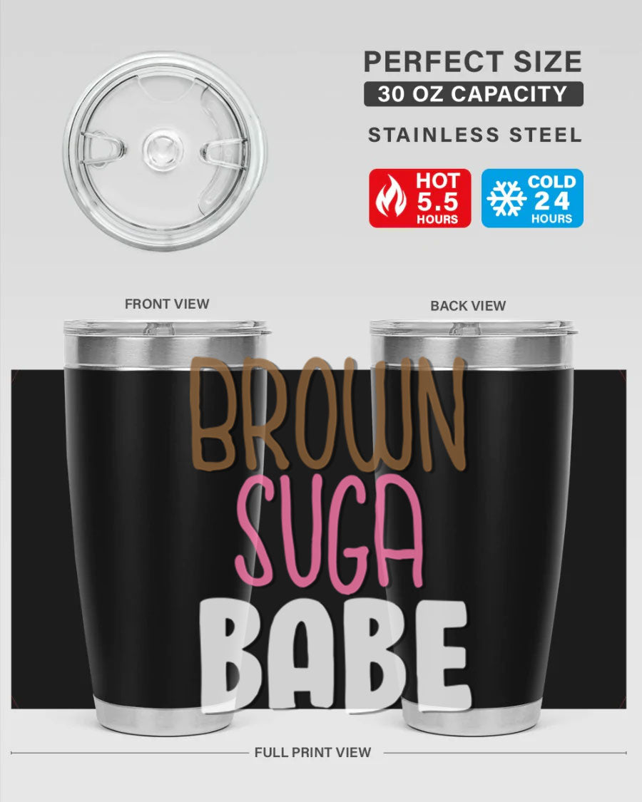 Brown Suga Babe Cotton Tank featuring bold black words and phrases, perfect for casual wear.